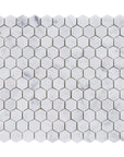 Carrara Bianco Marble Mosaic Tile - 1" Hexagons - Polished | TileBuys