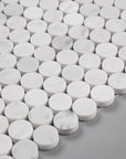 Carrara Bianco Marble Mosaic Tile - 1" Penny Rounds - Polished | TileBuys