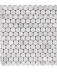 Carrara Bianco Marble Mosaic Tile - 1" Penny Rounds - Polished | TileBuys