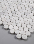 Carrara Bianco Marble Mosaic Tile - 1" Penny Rounds - Polished | TileBuys