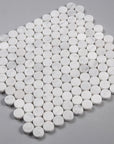 Carrara Bianco Marble Mosaic Tile - 1" Penny Rounds - Polished | TileBuys