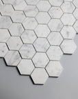 Carrara Bianco Marble Mosaic Tile - 2" Hexagons - Polished or Honed | TileBuys