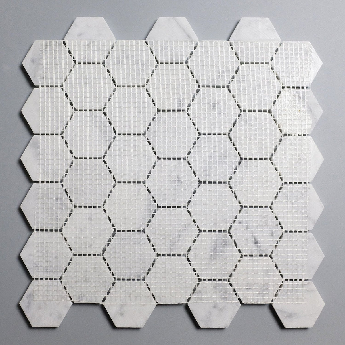 Carrara Bianco Marble Mosaic Tile - 2" Hexagons - Polished or Honed | TileBuys