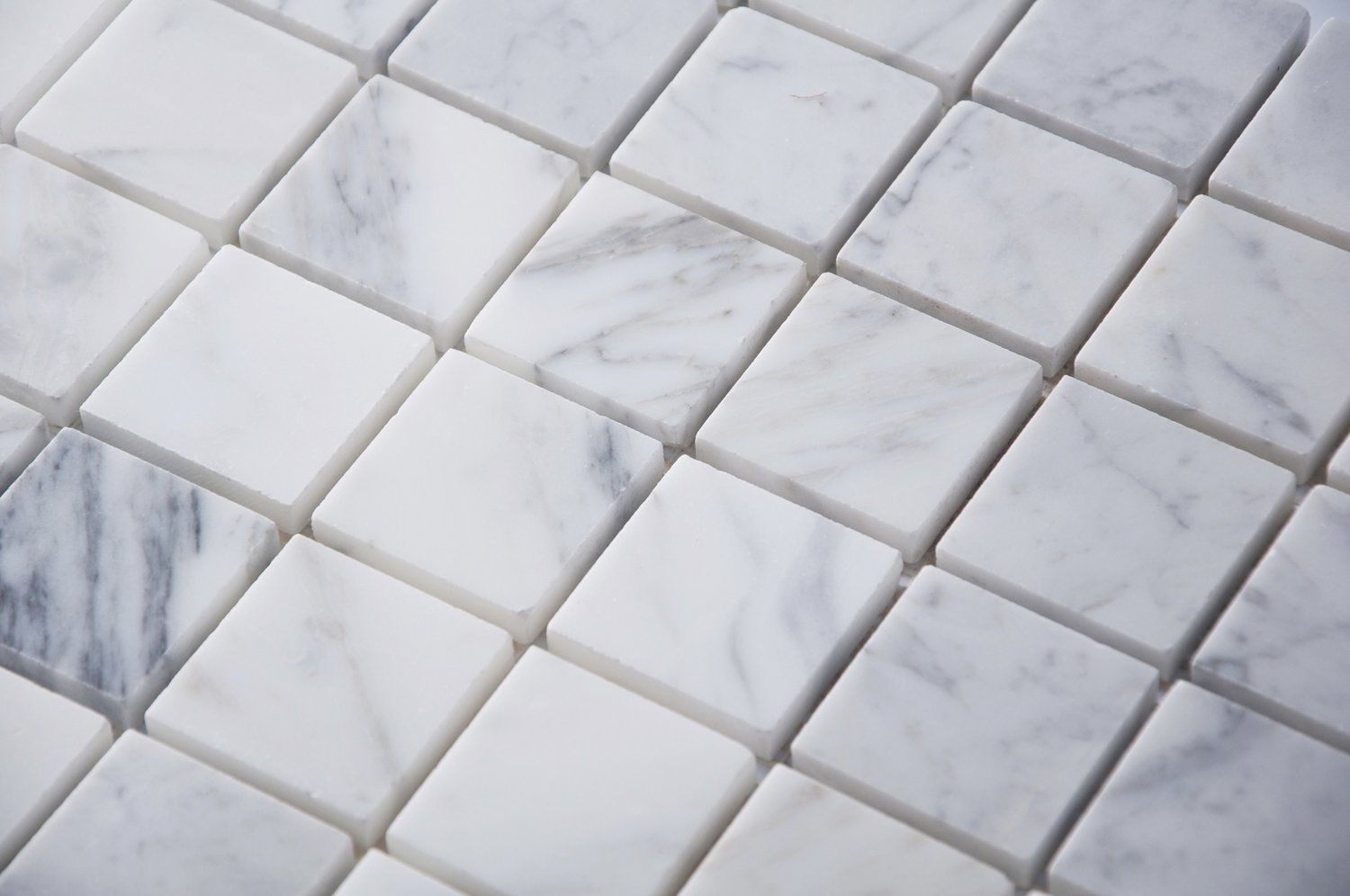 Carrara Bianco Marble Mosaic Tile - 2" Squares - Polished | TileBuys