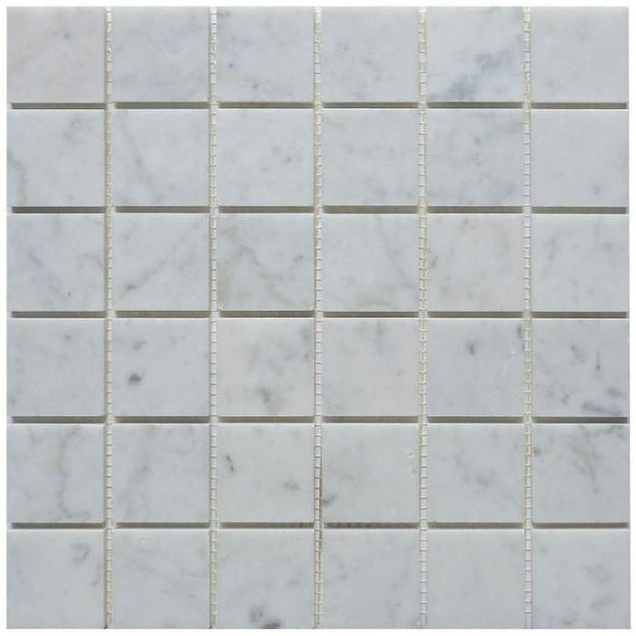 Carrara Bianco Marble Mosaic Tile - 2" Squares - Polished | TileBuys