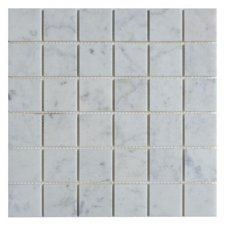 Carrara Bianco Marble Mosaic Tile - 2" Squares - Polished | TileBuys