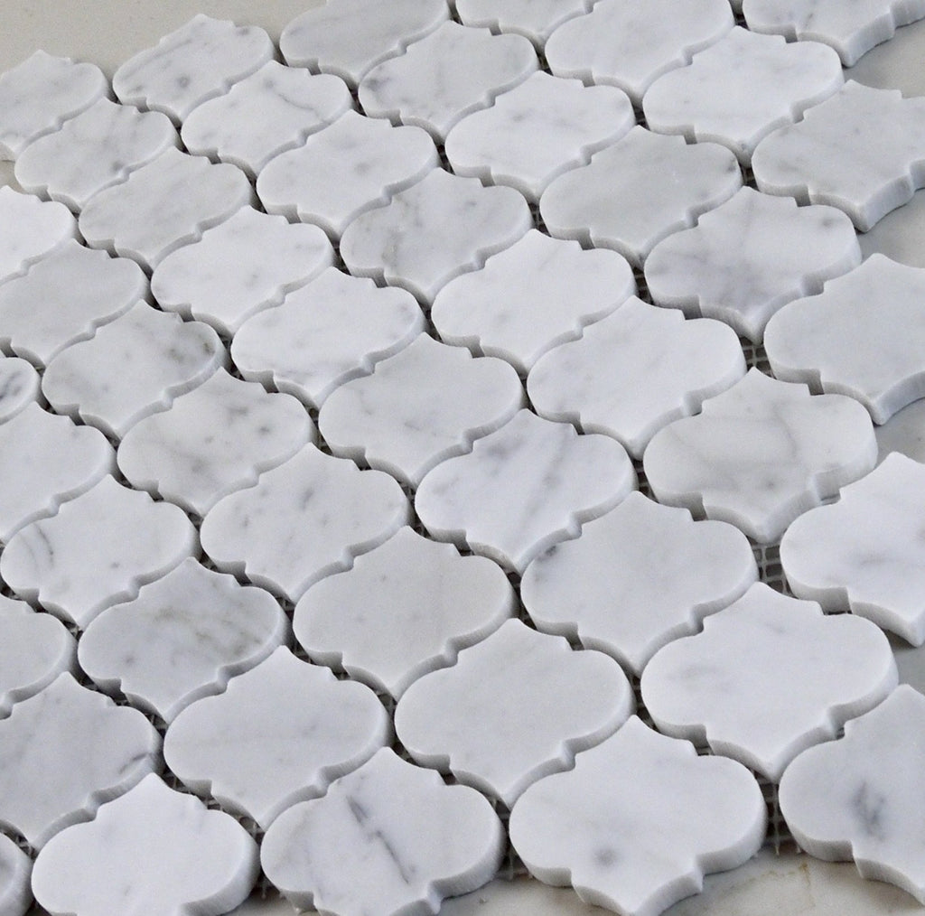 Carrara Bianco Marble Waterjet Mosaic Tile in Mini Lanterns | TileBuys