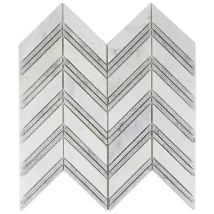 Carrara Blend Marble Mosaic Tile - Chevron - Polished | TileBuys