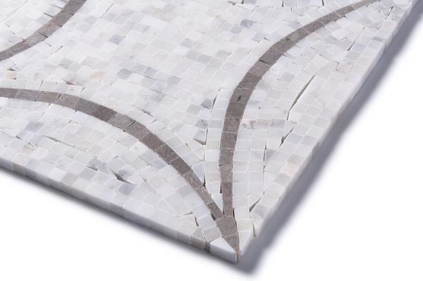 Carrara (Carrera) Venato and Lady Gray Marble Mosaic Tile - Floral Pattern - Polished | TileBuys