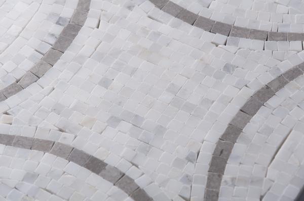 Carrara (Carrera) Venato and Lady Gray Marble Mosaic Tile - Floral Pattern - Polished | TileBuys