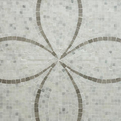 Carrara (Carrera) Venato and Lady Gray Marble Mosaic Tile - Floral Pattern - Polished | TileBuys
