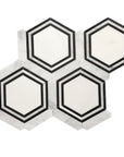 Carrara (Carrera) Venato and Nero Black Marble Waterjet Mosaic Tile in Double Hexagon | TileBuys