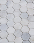 Carrara (Carrera) Venato Marble Mosaic Tile - 1” Hexagons - Polished or Honed | TileBuys
