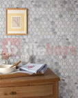 Carrara (Carrera) Venato Marble Mosaic Tile - 1” Hexagons - Polished or Honed | TileBuys