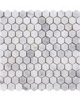 Carrara (Carrera) Venato Marble Mosaic Tile - 1” Hexagons - Polished or Honed | TileBuys