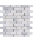 Carrara (Carrera) Venato Marble Mosaic Tile - 1x2” Mini Brick Pattern - Polished | TileBuys