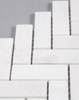 Carrara (Carrera) Venato Marble Mosaic Tile - 1x3” Herringbone - Polished | TileBuys