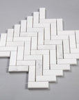 Carrara (Carrera) Venato Marble Mosaic Tile - 1x3” Herringbone - Polished | TileBuys