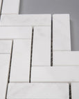 Carrara (Carrera) Venato Marble Mosaic Tile - 1x3” Herringbone - Polished | TileBuys