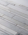 Carrara (Carrera) Venato Marble Mosaic Tile - Random Linear Strips - Polished | TileBuys