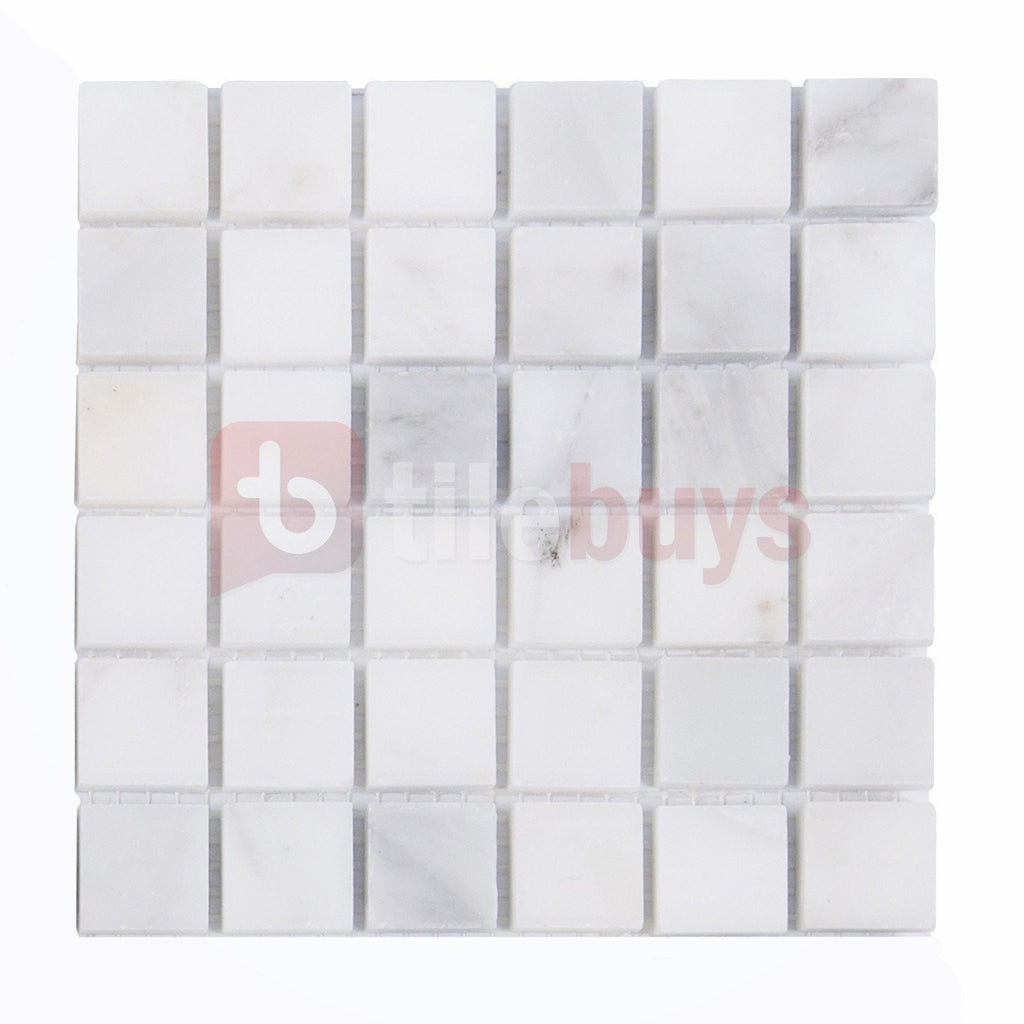 Carrara (Carrera) Venato Marble Tile - 2” Squares - Polished or Honed | TileBuys