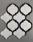 Carrara Venato Marble and Antique Mirror Glass Marrakech Arabesque Mosaic Tile | TileBuys