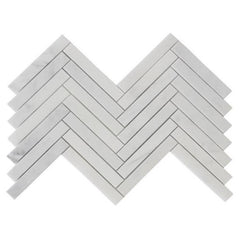 Carrara Venato Marble Mosaic Tile - 1x6" Long Herringbone | TileBuys