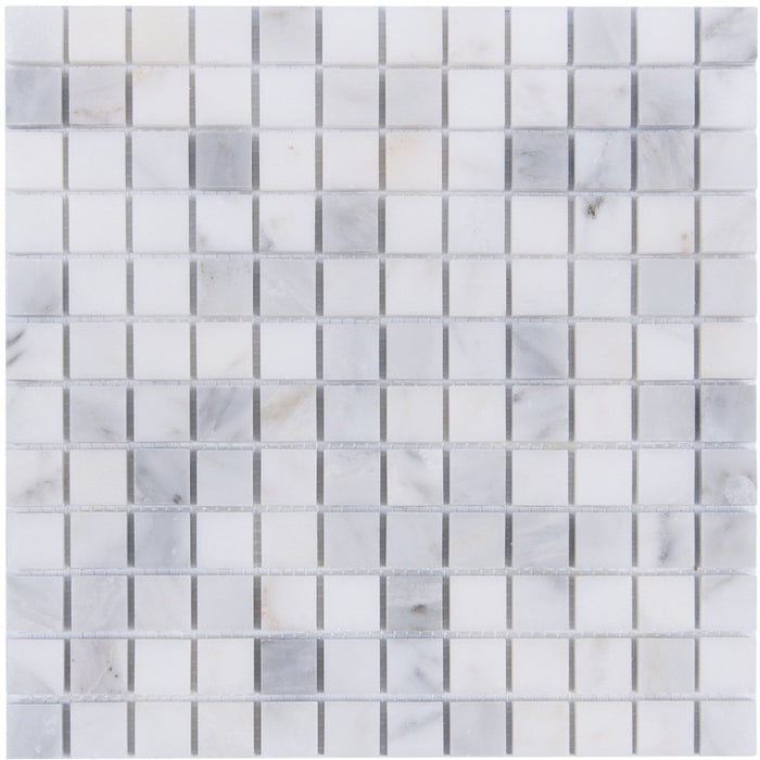 Carrara Venato Marble Mosaic Tile in 1” Squares Pattern - Polished or Honed | TileBuys