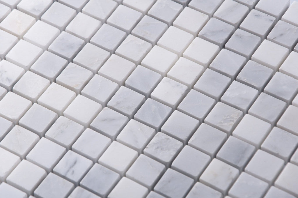 Carrara Venato Marble Mosaic Tile in 1” Squares Pattern - Polished or Honed | TileBuys