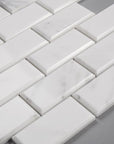 Carrara Venato Marble Mosaic Tile in Beveled 2x4" Mini Brick Subway Tiles Pattern - Polished | TileBuys