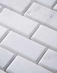 Carrara Venato Marble Mosaic Tile in Beveled 2x4" Mini Brick Subway Tiles Pattern - Polished | TileBuys