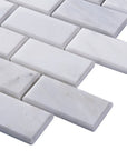 Carrara Venato Marble Mosaic Tile in Beveled 2x4" Mini Brick Subway Tiles Pattern - Polished | TileBuys