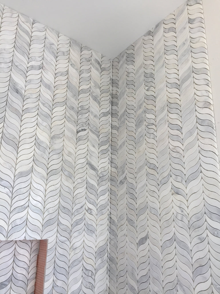 Carrara Venato Marble Mosaic Tile in Mindful Grace Wings | TileBuys