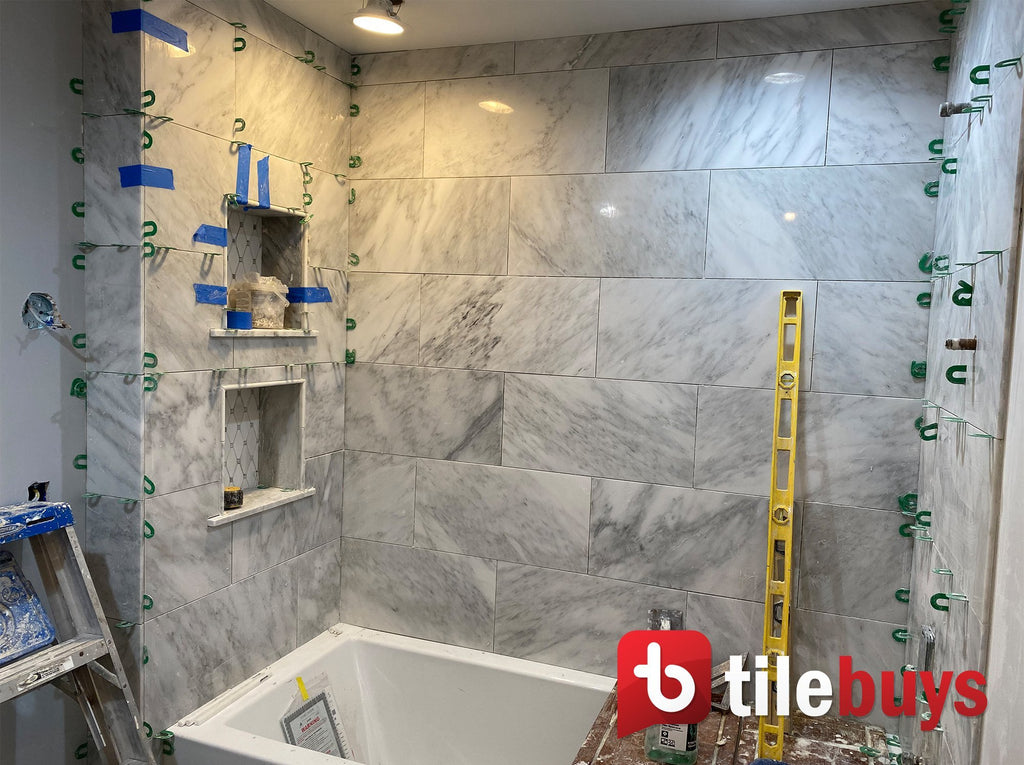 Carrara Venato Marble Wall and Floor Field Tile in Various Sizes and Finishes | TileBuys