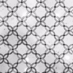 4.2 SQ FT of Carrara White and Bardiglio Grey Marble Waterjet Mosaic Tile in Petal Blossoms | TileBuys