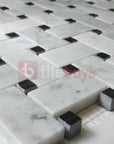 5 Sq Ft of Carrara White and Nero Black Marble Mosaic Tile in 1x2" Basketweave Pattern | TileBuys