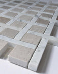 5 Sq Ft of Carrara White and Cinderella Grey Marble Mosaic Tile in Carrero | TileBuys
