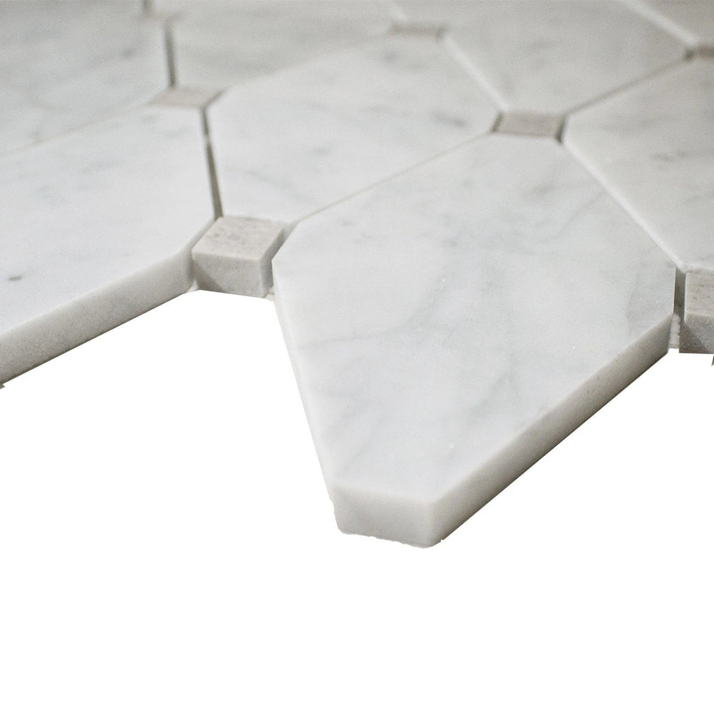 4.6 Sq Ft of Carrara White and Cinderella Grey Marble Mosaic Tile in White Diamonds | TileBuys