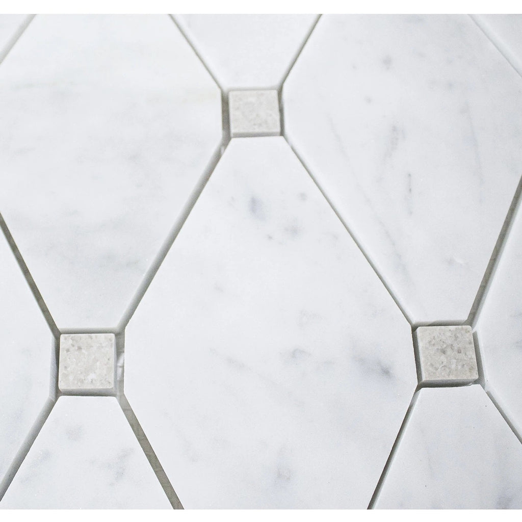 4.6 Sq Ft of Carrara White and Cinderella Grey Marble Mosaic Tile in White Diamonds | TileBuys