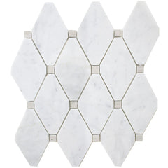 4.6 Sq Ft of Carrara White and Cinderella Grey Marble Mosaic Tile in White Diamonds | TileBuys