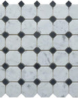 5 Sq Ft of Carrara White and Nero Black Marble Mosaic Tile in 2" Octagon Pattern - Polished | TileBuys