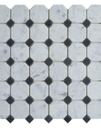 5 Sq Ft of Carrara White and Nero Black Marble Mosaic Tile in 2" Octagon Pattern - Polished | TileBuys
