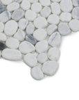 Carrara White and Zebra Marble Mosaic Tile - Flat Pebble Pattern for Bathroom Floors | TileBuys