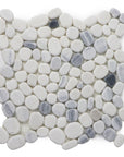 Carrara White and Zebra Marble Mosaic Tile - Flat Pebble Pattern for Bathroom Floors | TileBuys