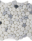 Carrara White and Zebra Marble Mosaic Tile - Flat Pebble Pattern for Bathroom Floors | TileBuys