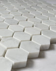 4.4 Sq Ft of Carrara White Marble Mosaic Tile in 1" Hexagons Pattern - Polished or Honed | TileBuys