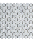 4.4 Sq Ft of Carrara White Marble Mosaic Tile in 1" Hexagons Pattern - Polished or Honed | TileBuys
