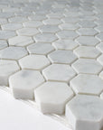 4.4 Sq Ft of Carrara White Marble Mosaic Tile in 1" Hexagons Pattern - Polished or Honed | TileBuys