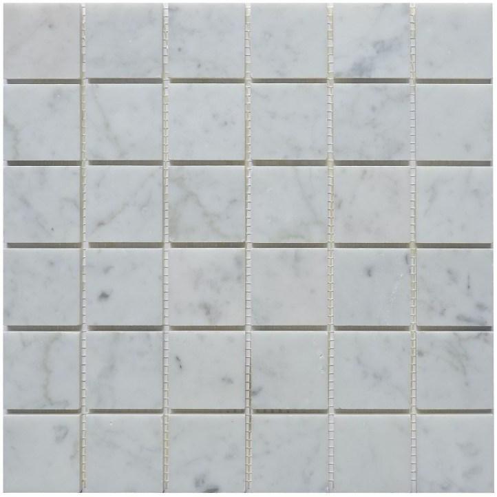 Home › Carrara White Marble Mosaic Tile in 2" Squares Pattern