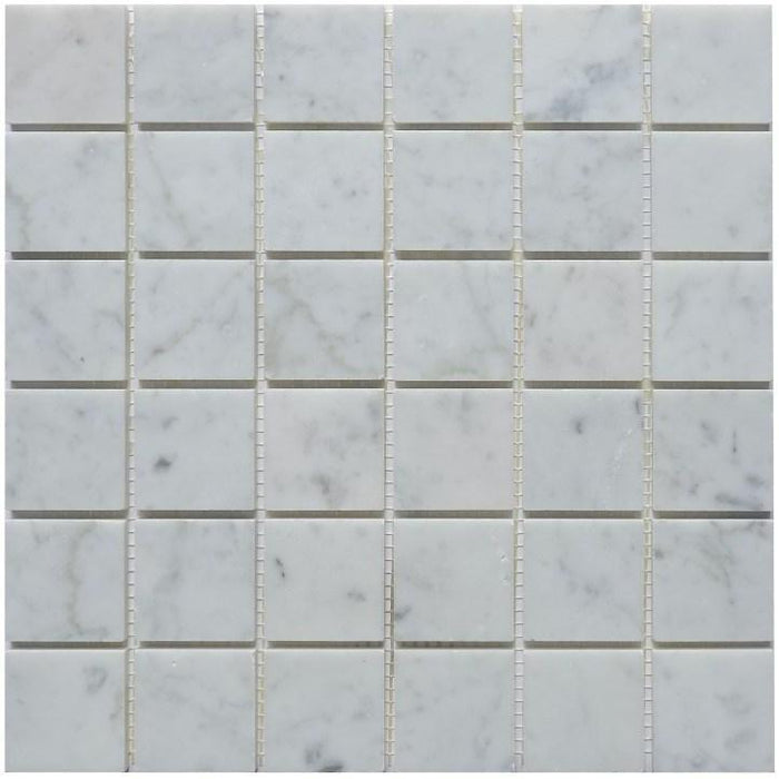5 Sq Ft of Carrara White Marble Mosaic Tile in 2" Squares Pattern | TileBuys